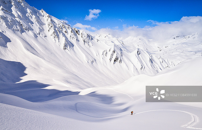 滑雪：瑞士贝德雷托雪山美景图片素材
