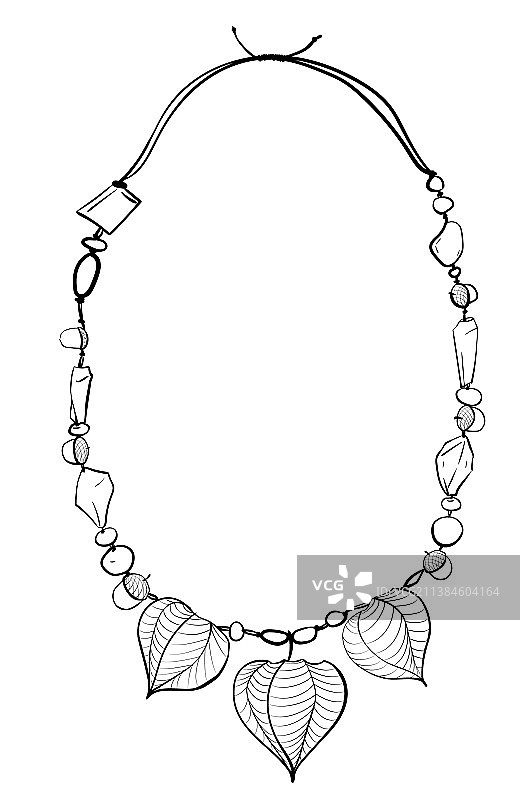 以橡子和酸浆果为主题的秋季项链图片素材