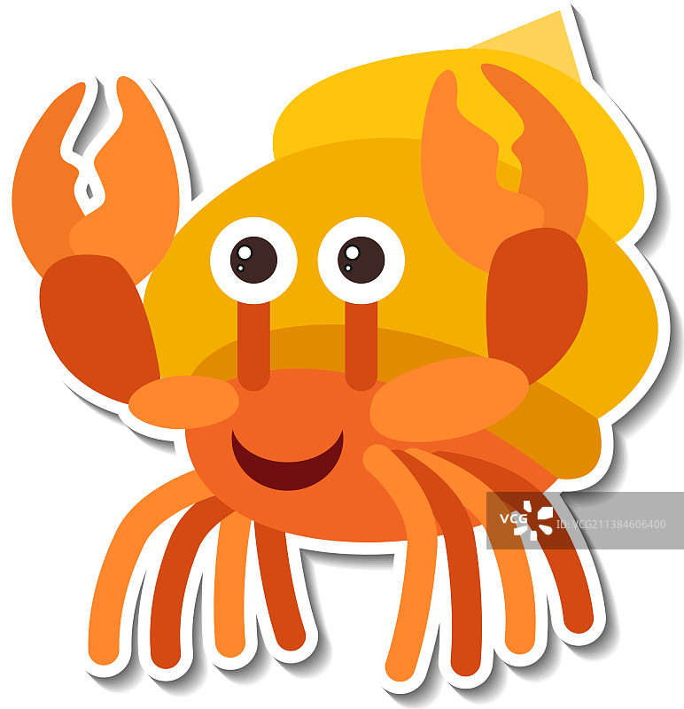 寄居蟹海洋动物卡通贴纸图片素材