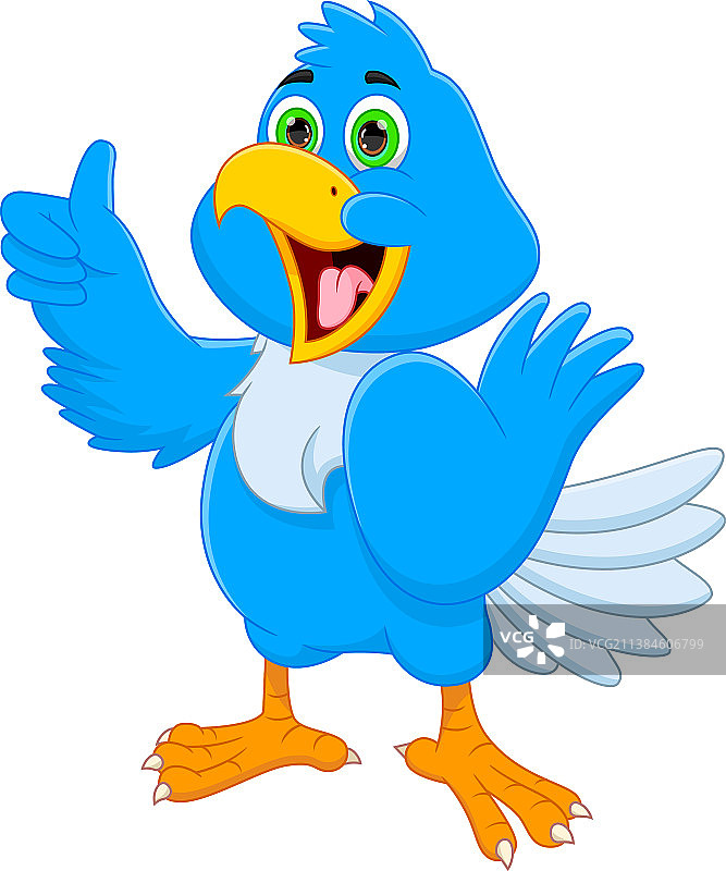 卡通可爱小鸟竖起大拇指图片素材