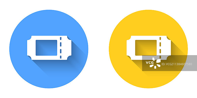 带有长阴影的白色电影票图标图片素材