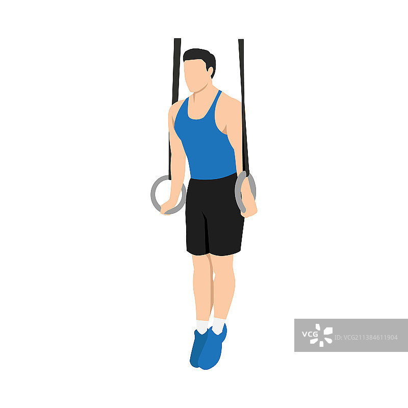 男子进行吊环支撑运动图片素材