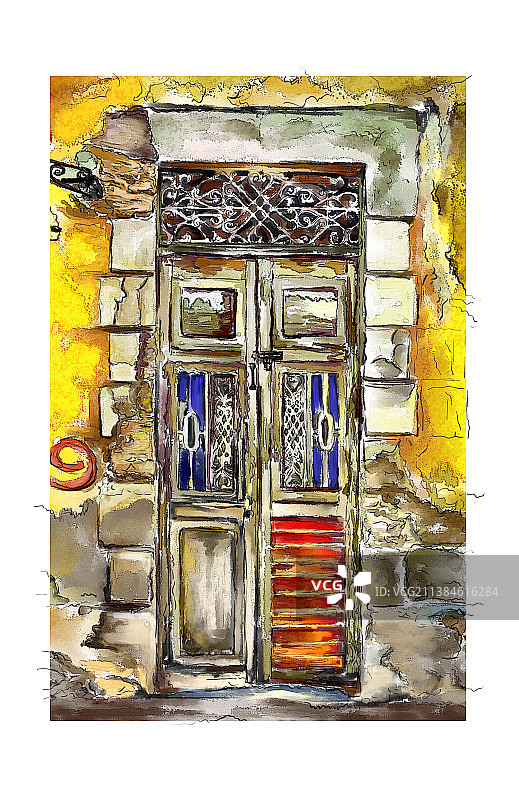门 水彩图片素材
