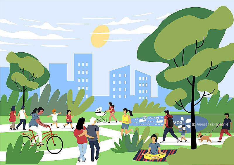 城市公园休闲人群户外景观图片素材