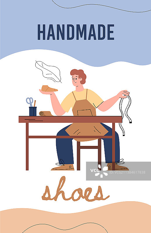 鞋匠手工制鞋扁平插画图片素材