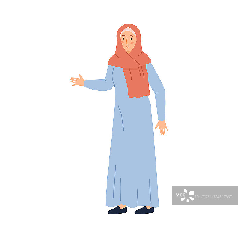 沙特女人站立并伸出手图片素材