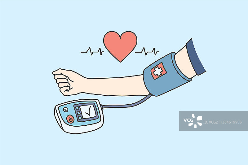 测量血压与医疗保健概念图片素材