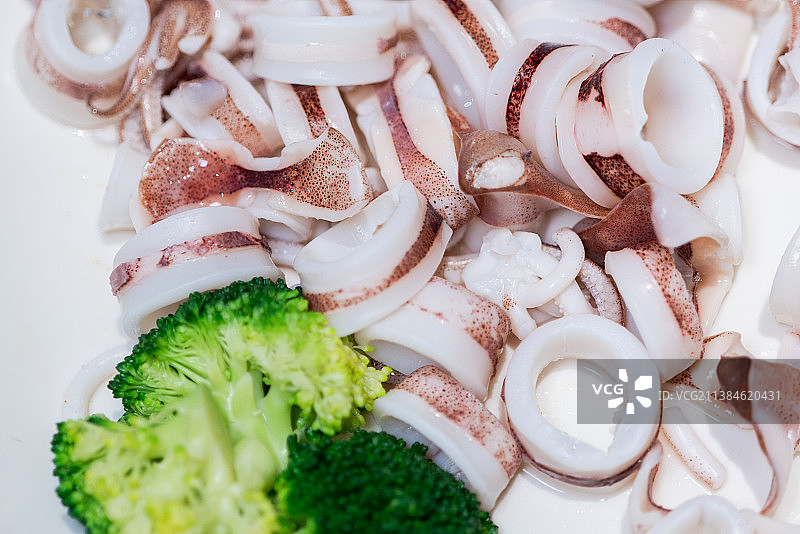 白灼东山鱿鱼 小管 特写镜头图片素材