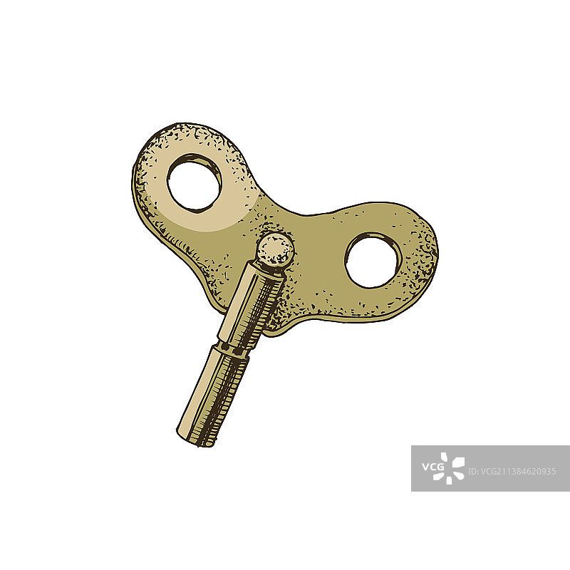 旧黄铜钟上弦钥匙图片素材