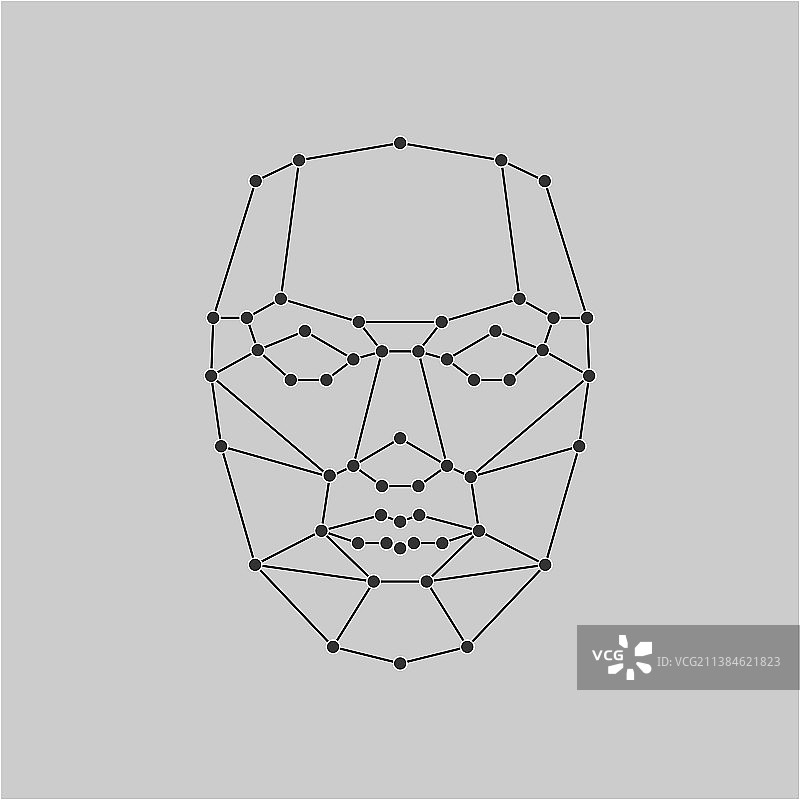 带关键线条和点的面部识别口罩图片素材