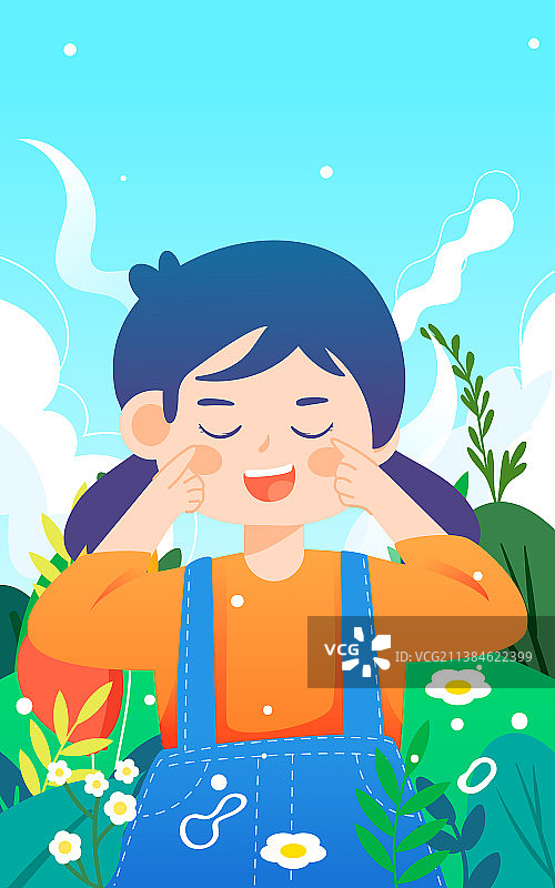 世界爱眼日小孩做眼保健操保护眼睛视力插画图片素材