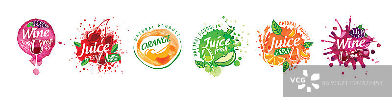 带有彩绘飞溅效果的徽标合集图片素材