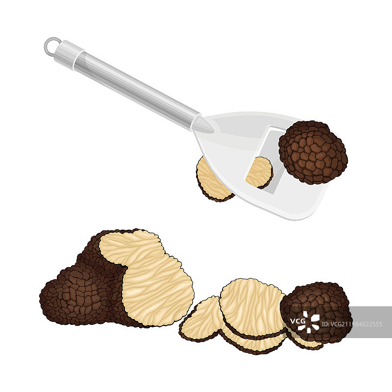 松露菌菇的制备与切片刀图片素材