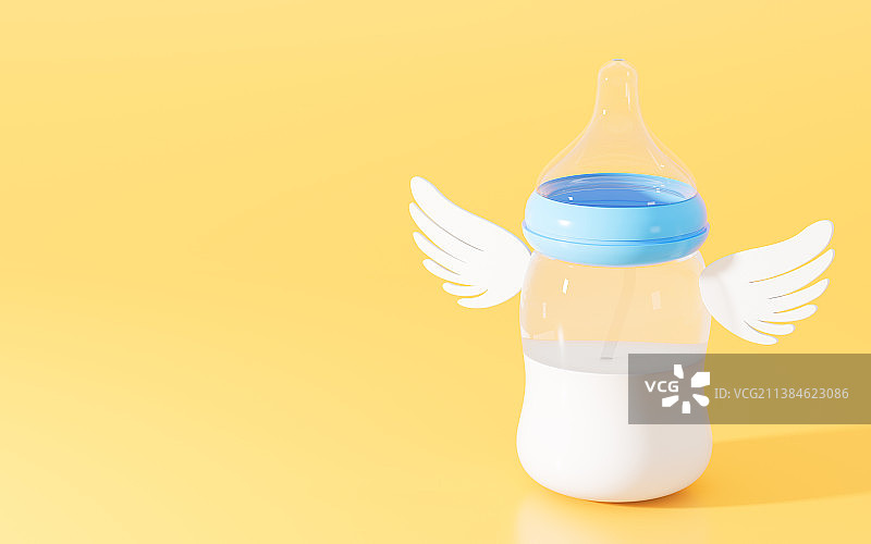 卡通创意奶瓶3D渲染图片素材