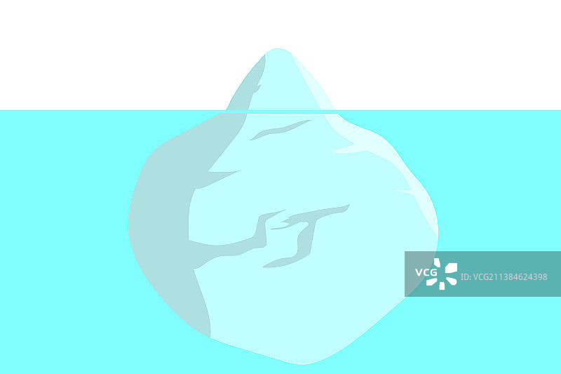 深蓝色背景上的扁平风格冰山图片素材