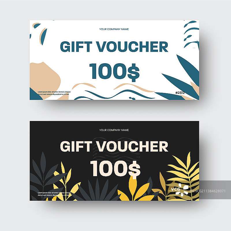 带有文本品牌位置的礼券模板图片素材