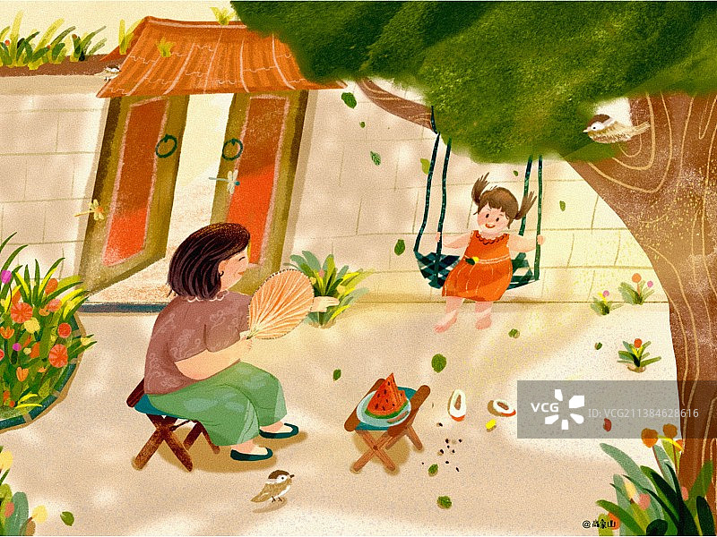 童年回忆复古手绘插画图片素材