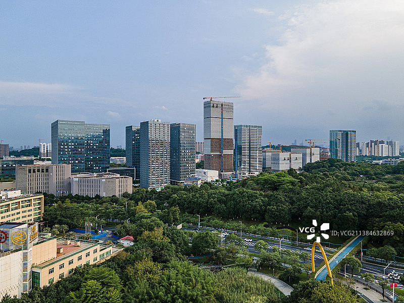 广州黄埔区广州科学城商业建筑群航拍图片素材