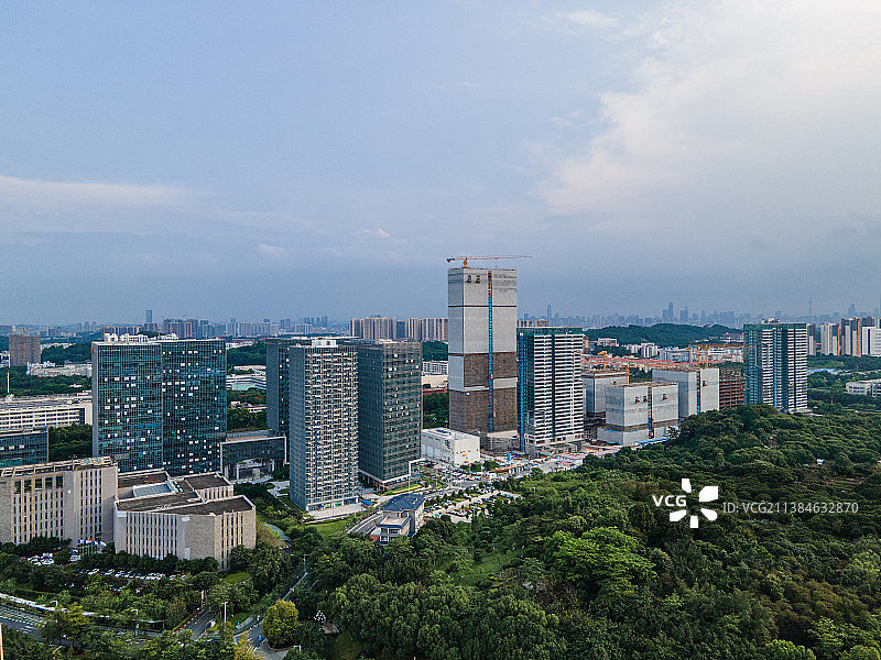广州黄埔区广州科学城商业建筑群航拍图片素材