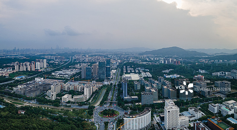 广州黄埔区广州科学城商业建筑群航拍图片素材