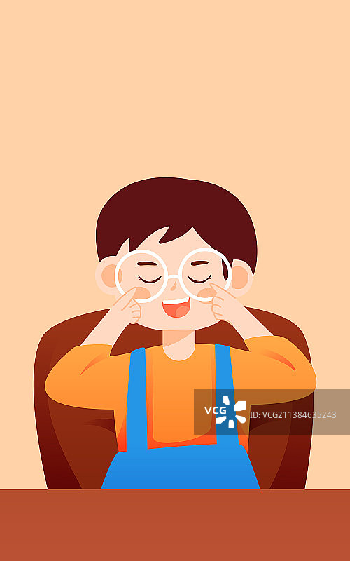 世界爱眼日小孩做眼保健操保护眼睛视力插画图片素材