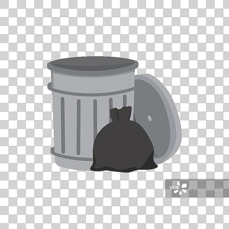 白色背景下的垃圾桶特写镜头图片素材