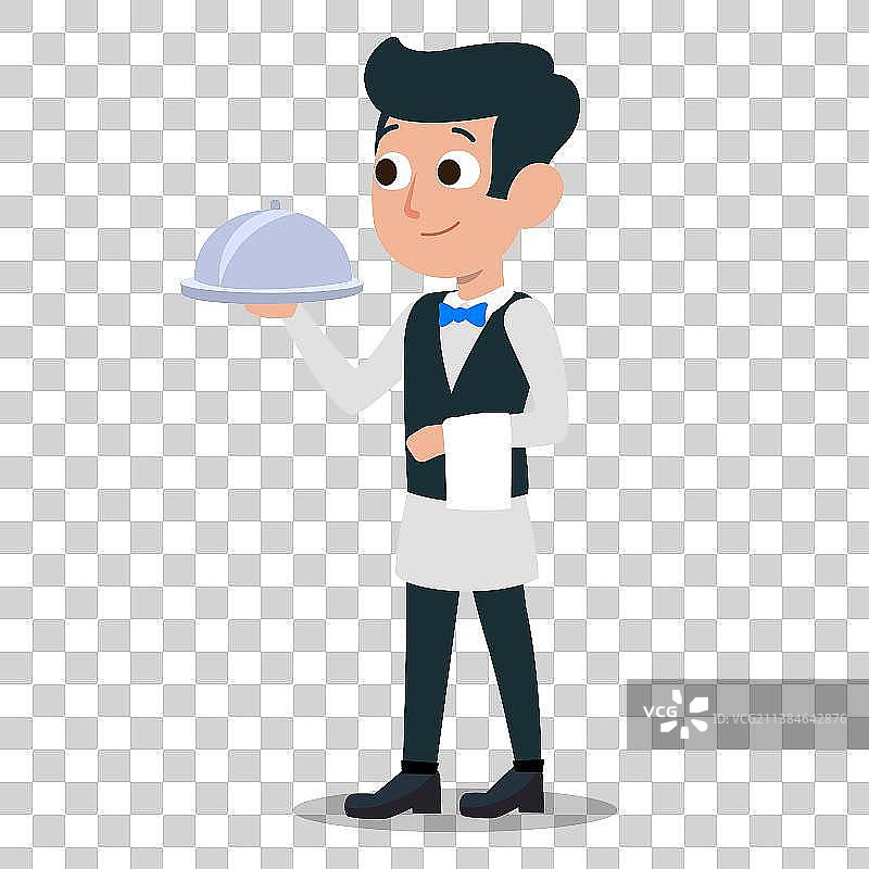 白色背景下的服务员图片素材