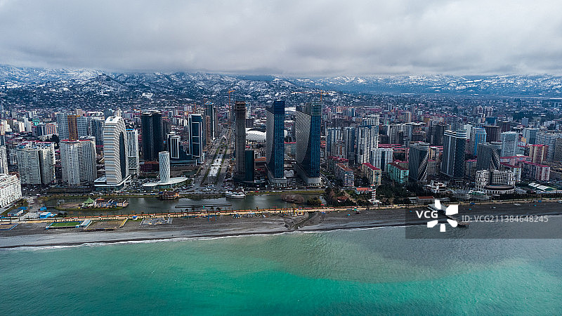 巴统城市全景航拍，格鲁吉亚图片素材