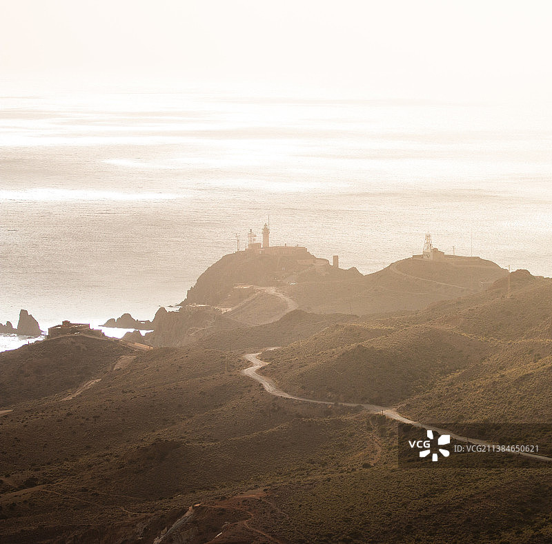 加塔角日落灯塔图片素材