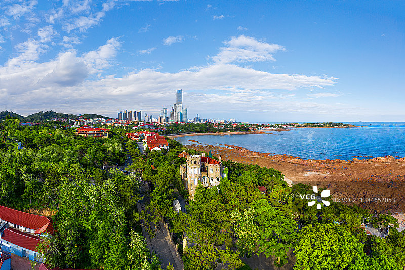 山东省青岛市八大关航拍全景图图片素材