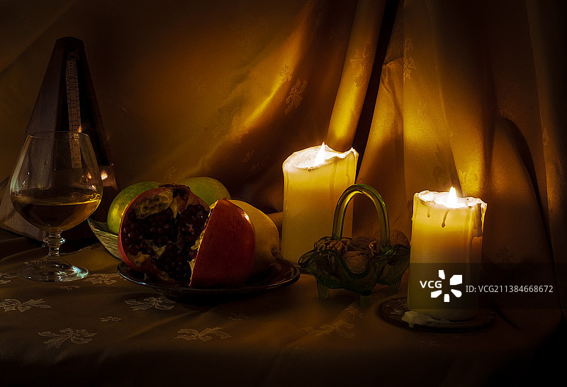 莫斯科州浪漫烛光装饰特写图片素材