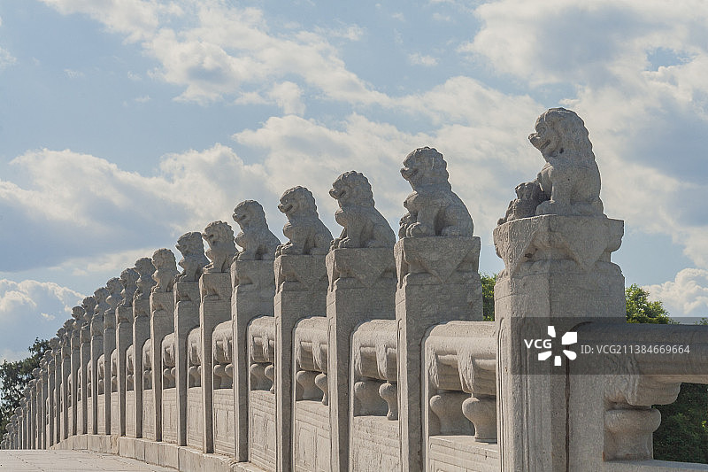 北京颐和园十七孔桥石狮子佛香阁图片素材