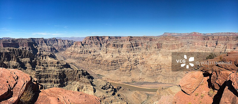 科罗拉多大峡谷西缘岩层全景，美国亚利桑那州图片素材
