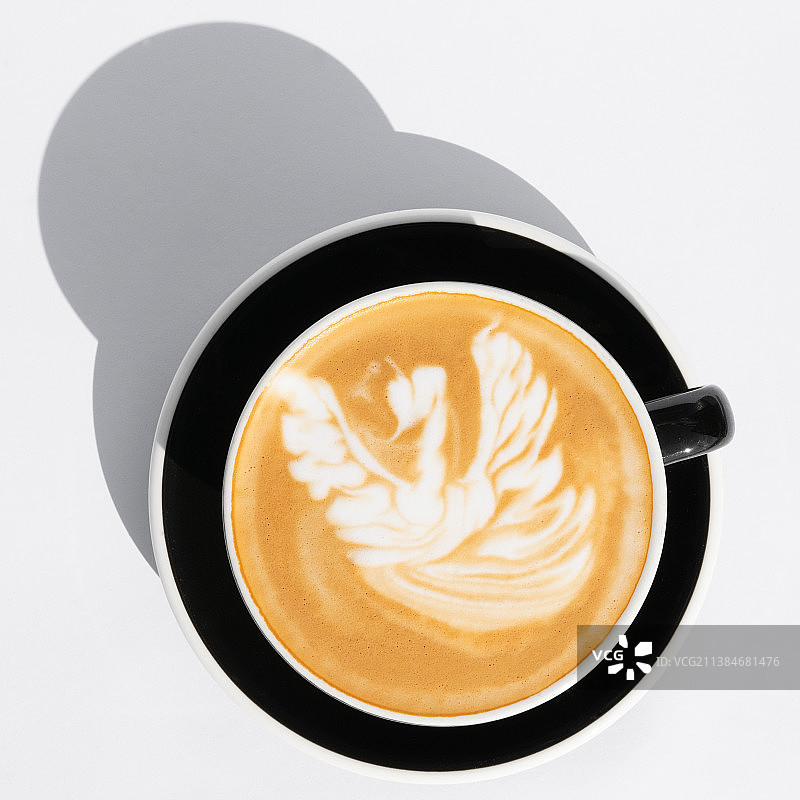 热咖啡天鹅拉花艺术图片素材