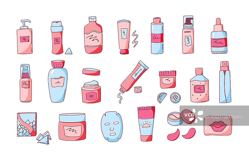 手绘美肤套装图片素材