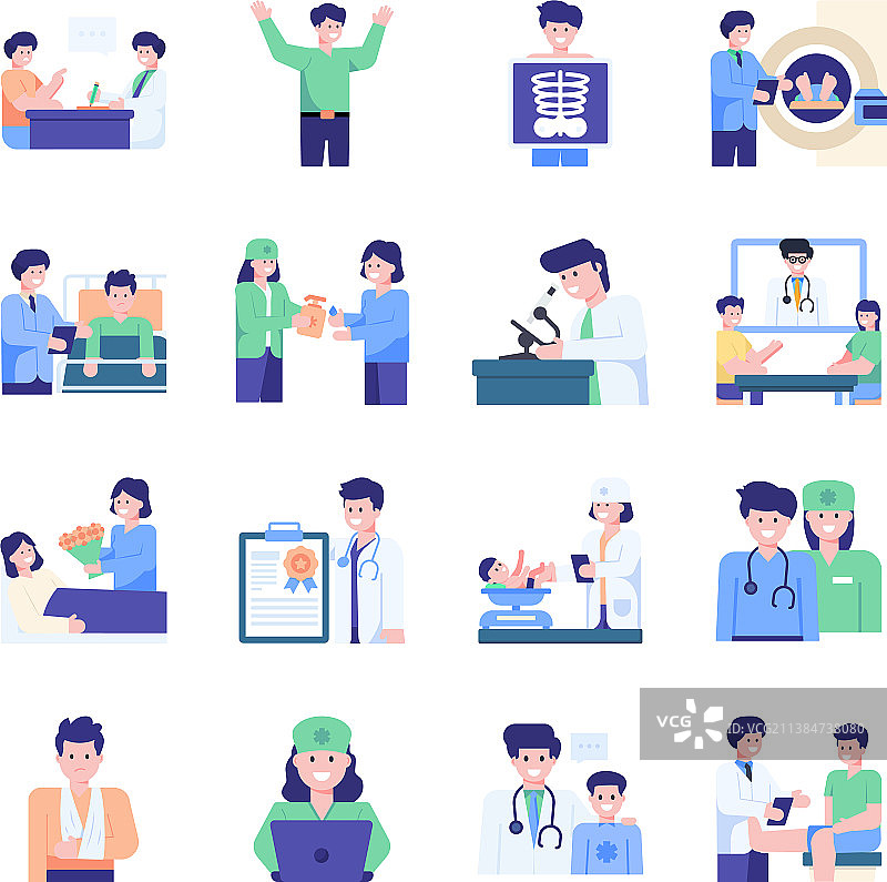 医疗扁平概念图标包图片素材