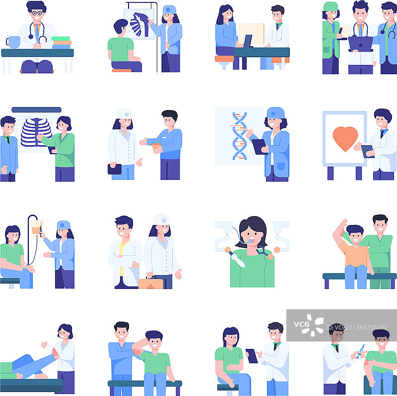 健康专业人士扁平概念图标包图片素材
