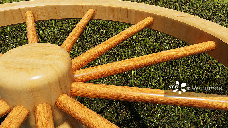 田野上的木制刑轮俯视图图片素材