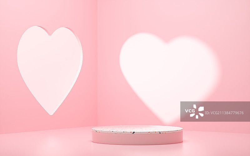 3D场景爱心礼物展台背景素材图片素材