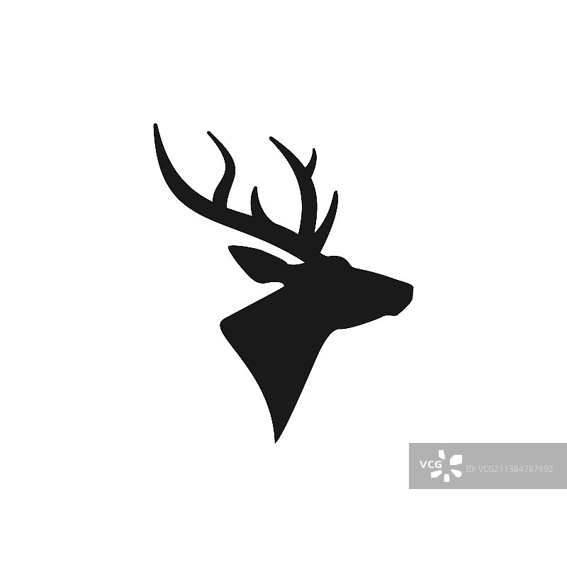黑色优雅鹿头剪影图片素材