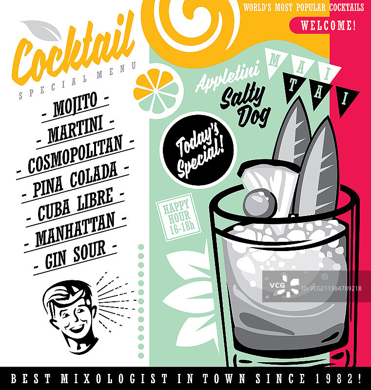 鸡尾酒单图片素材
