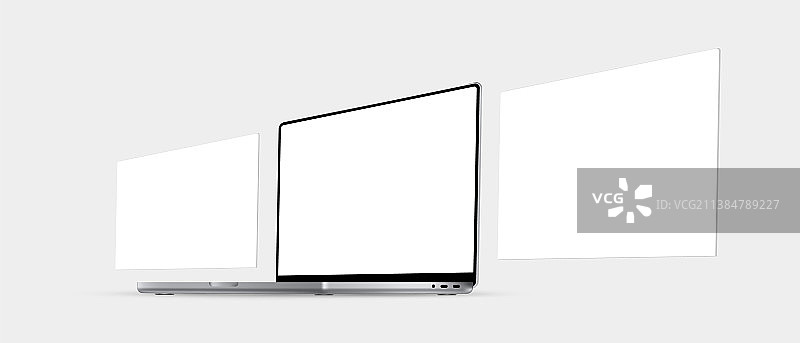 带有空白线框网页的笔记本电脑样机图片素材