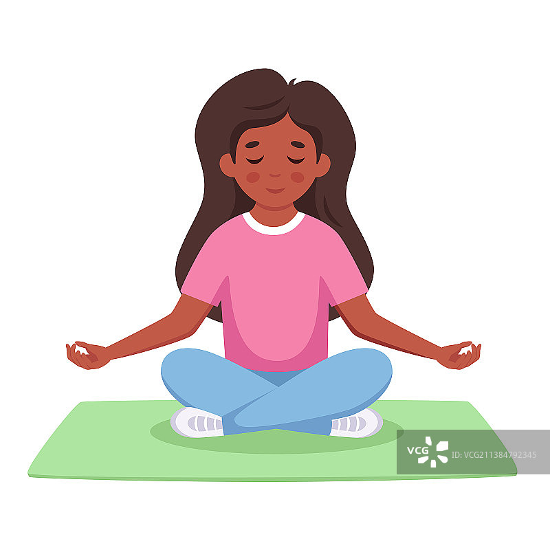 莲花坐冥想的小女孩图片素材