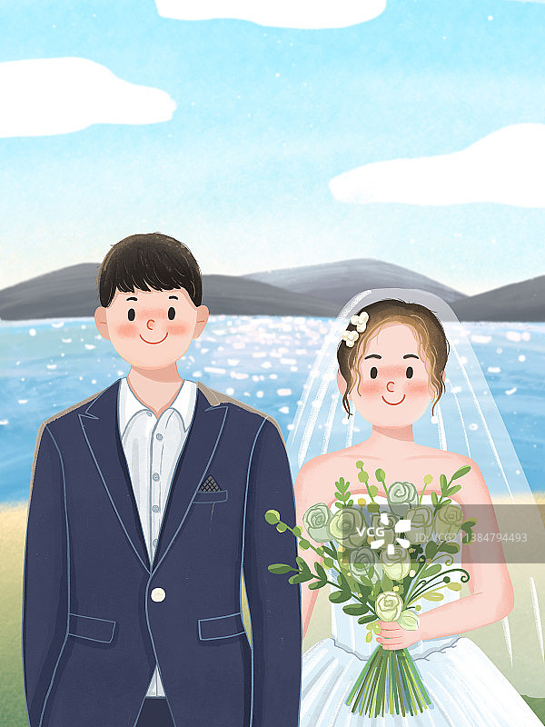 新郎新娘结婚卡通插画图片素材