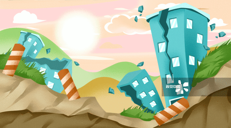 地震情景插画背景-GIF动图图片素材