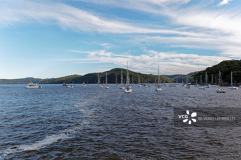 澳大利亚新南威尔士霍克斯伯里河上的帆船风景图片素材