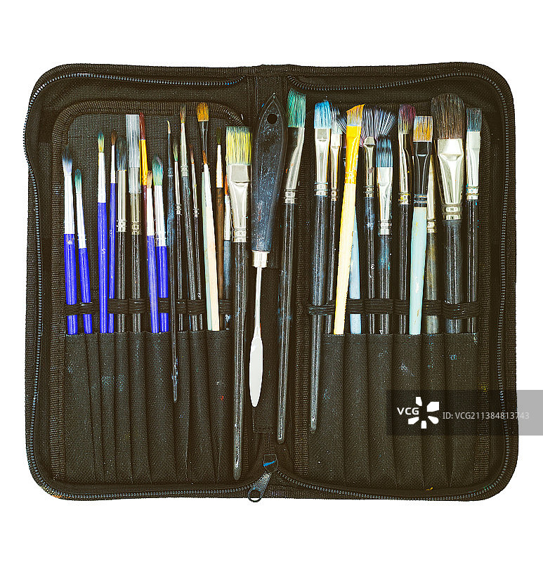 旧美术画笔收纳包图片素材