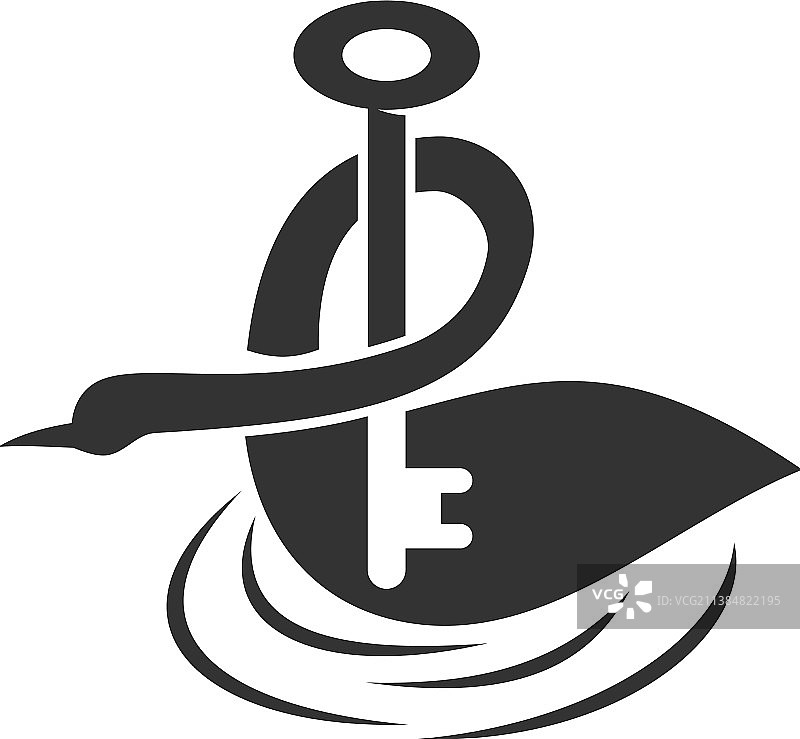 天鹅钥匙解决方案标识模板图片素材