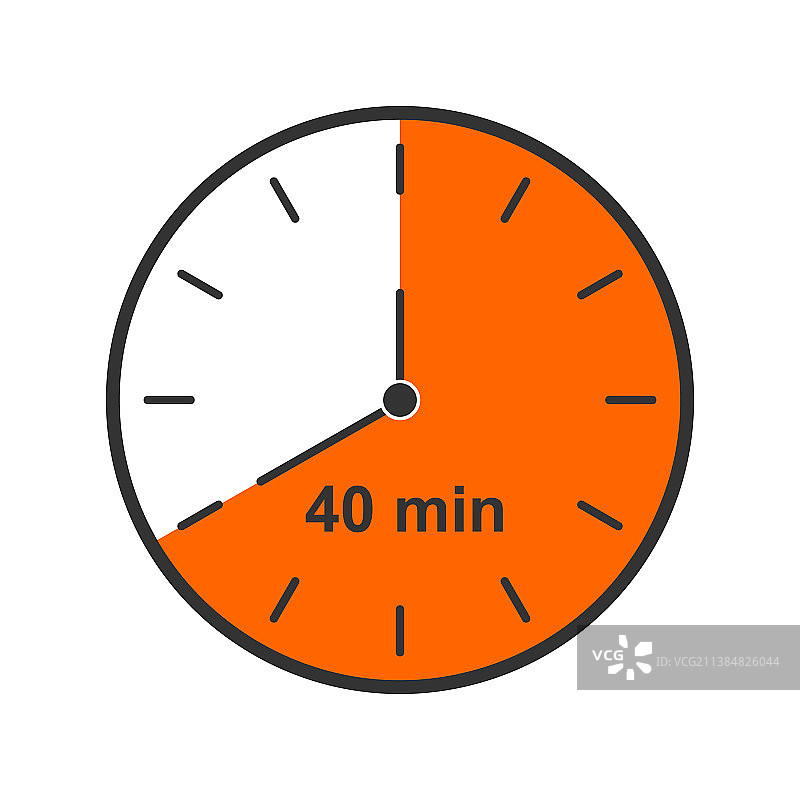 具有40分钟时间间隔的时钟图标图片素材