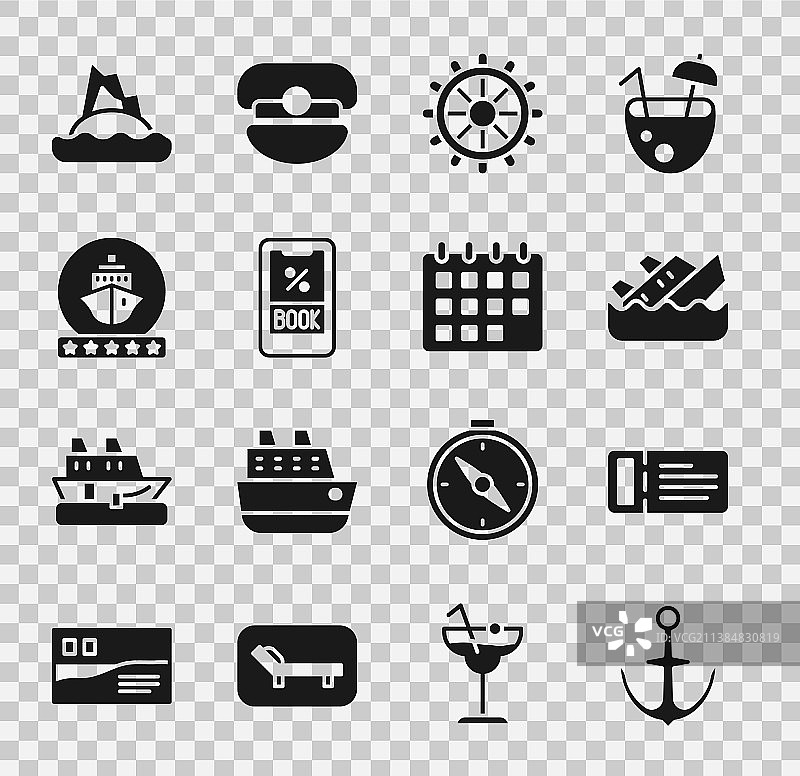 铁锚游轮船票和沉船图片素材